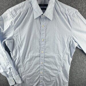 Ermenegildo Zegna Blue Turkey Nylon Cotton Spandex 15.5 Striped Long Sleeve Mens